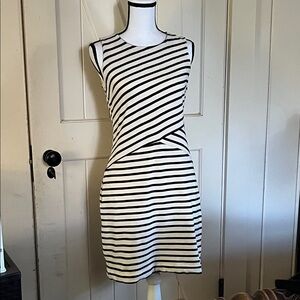 Talbots Black and White Striped Mini Dress
